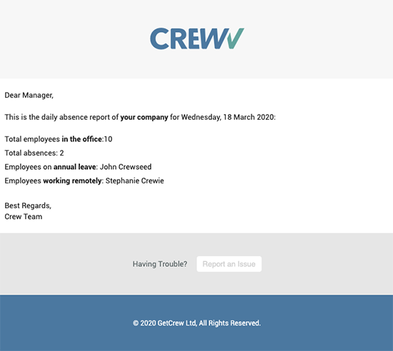 Daily Absence Report